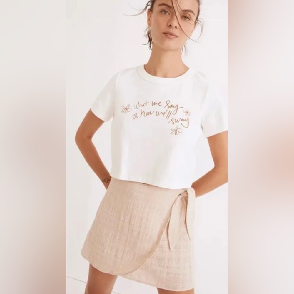 MADEWELL COVERUP SKIRT WRAP TAN CREAM SMALL